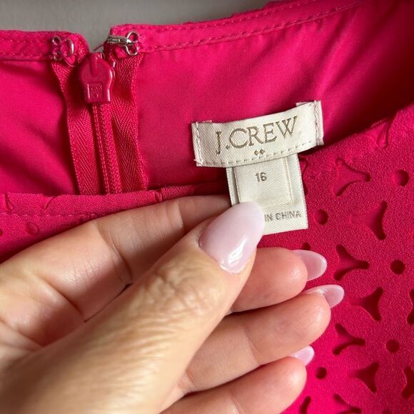 J.Crew Raspberry Laser Cut Out A-line Dress - Picture 3 of 7